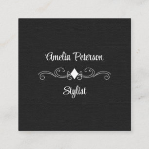 Elegant, Traditional Black and White Business Card