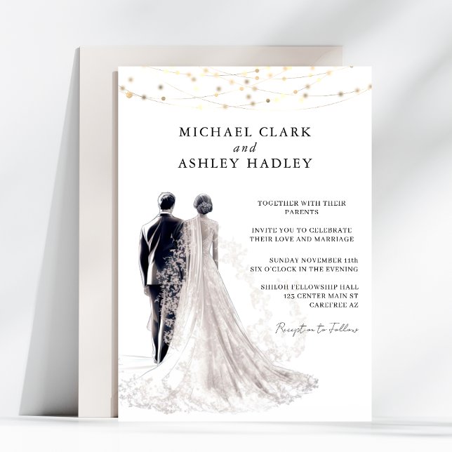 Elegant Traditional Bride Groom Wedding Invitation (Creator Uploaded)