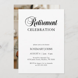 Elegant Traditional Calligraphy Photo Retirement Invitation