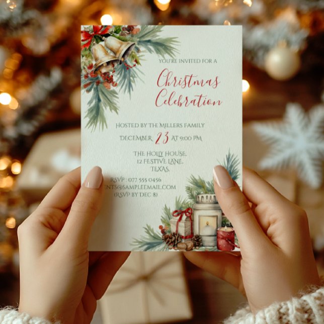 Elegant Traditional Christmas Party Invitation (Classic Christmas Elegance invitation card — elegant holiday party invite for corporate events.)