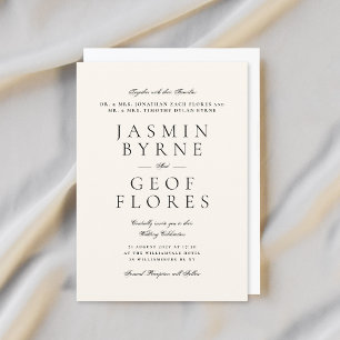 Elegant Traditional Classic Cream Formal Wedding Invitation