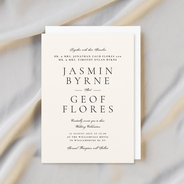 Elegant Traditional Classic Cream Formal Wedding Invitation (Creator Uploaded)