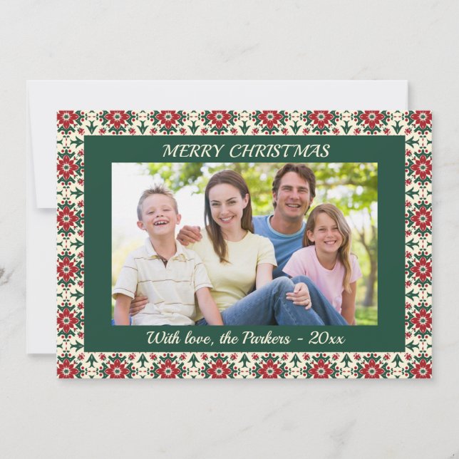 Elegant Traditional Frame Christmas Photo Holiday Card (Front)