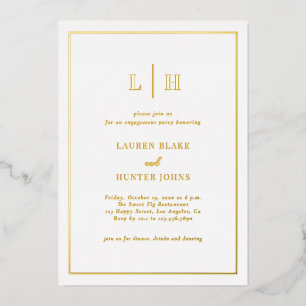 Elegant Traditional Monogram Gold Engagement Party