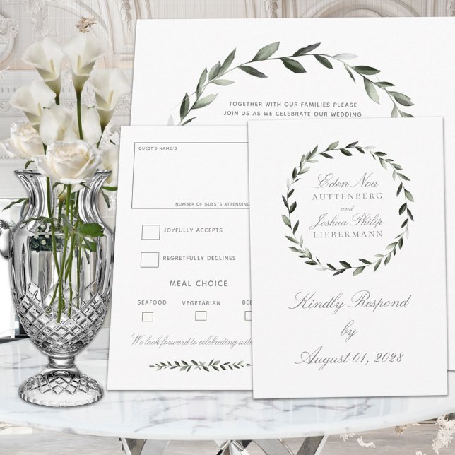 Elegant Traditional Olive Branch Meal Choice RSVP  (Creator Uploaded)
