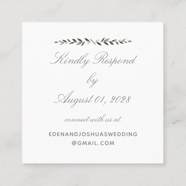 Elegant Traditional Olive Branch Online RSVP Card (Back)
