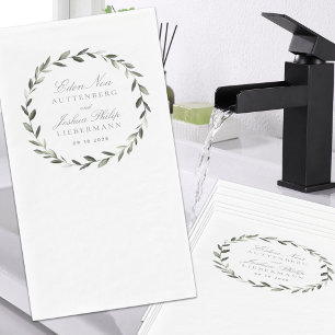 Elegant Traditional Olive Branch Wreath Wedding Napkin