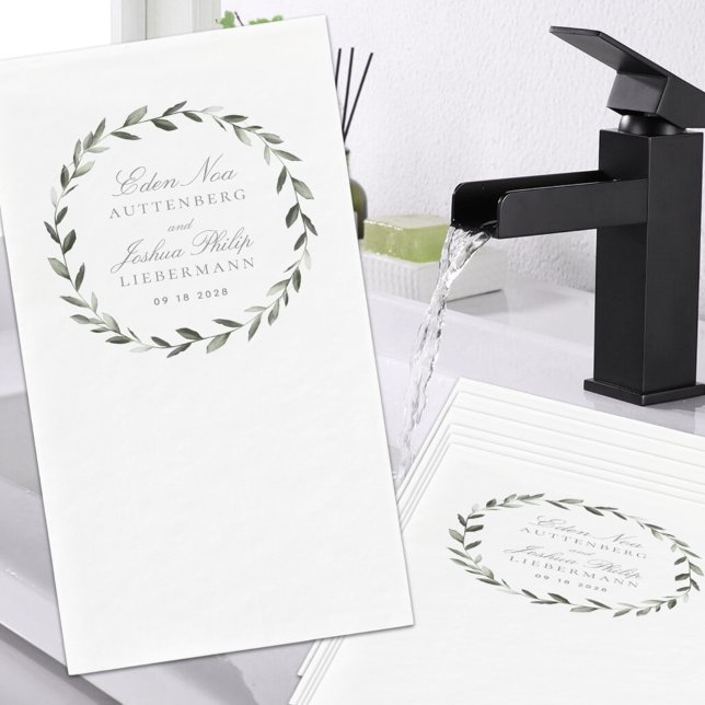 Elegant Traditional Olive Branch Wreath Wedding Napkin (Creator Uploaded)