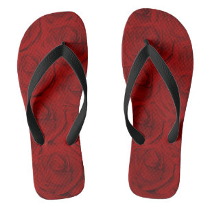 Elegant Traditional Painted Red Roses Thongs