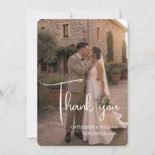 Elegant Traditional Photo Wedding Thank You Card