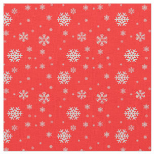 Elegant traditional red snowflakes pattern xmas fabric