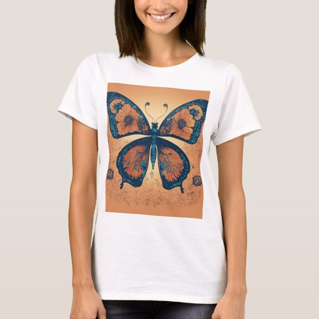 "Elegant Transformation: Minimalist Butterfly T-Sh T-Shirt (Front)