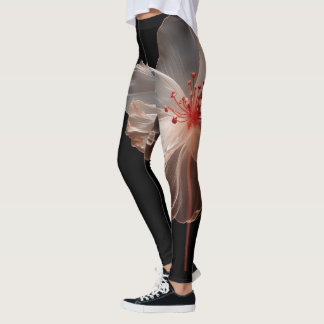 Elegant translucent flower on black leggings