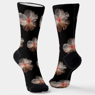 Elegant translucent flower on black socks