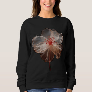 Elegant translucent flower on black sweatshirt