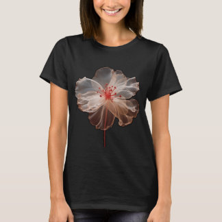 Elegant translucent flower on black T-Shirt