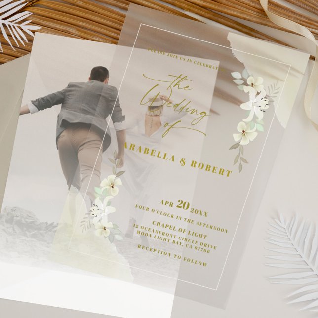 Elegant Transparent Floral Watercolor Wedding Acrylic Invitations (Creator Uploaded)