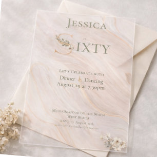 Elegant Transparent Marbled 60th Birthday  Acrylic Invitations