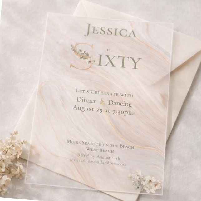 Elegant Transparent Marbled 60th Birthday  Acrylic Invitations (Creator Uploaded)