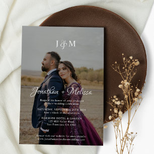 Elegant Transparent Photo Overlay Monogram Wedding Invitation