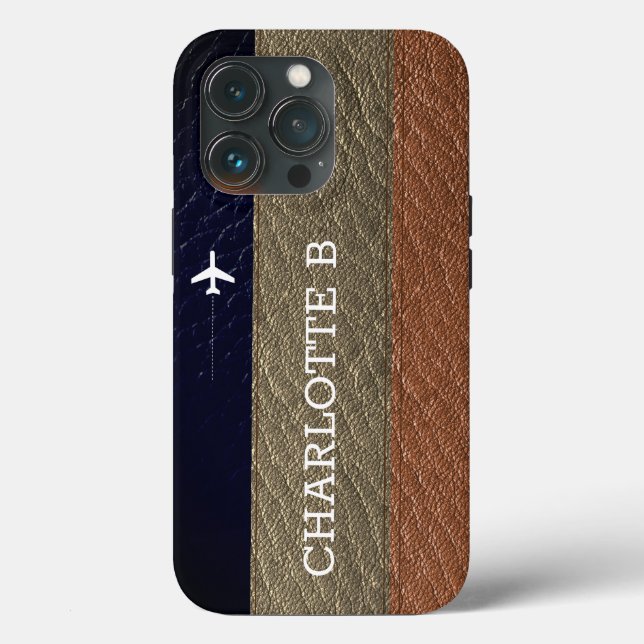 Elegant Traveller Brown and Black Leather Case-Mate iPhone Case (Back)