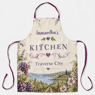 Elegant Traverse City Vineyard Kitchen Apron