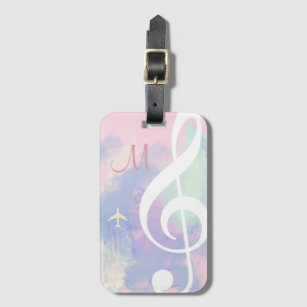 elegant treble clef music note luggage tag