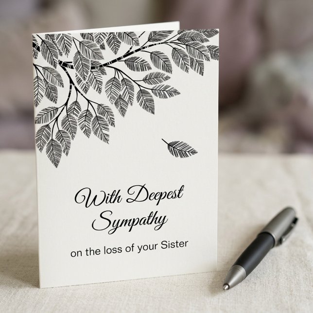 Elegant Tree Branch Foliage Deepest Sympathy Card (Creator Uploaded)