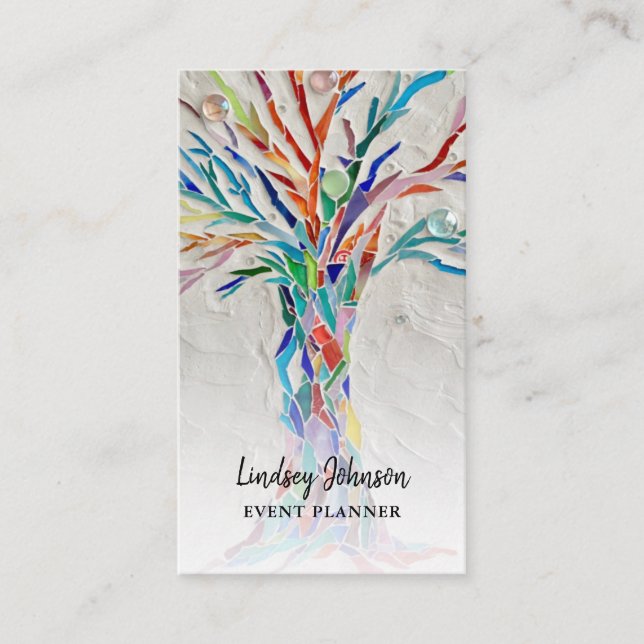 Elegant Tree Event Planner Business Card (Front)