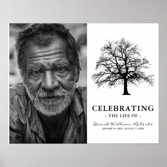 Elegant Tree | Funeral Rememberance Photo Poster (Front)