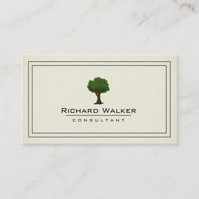 Elegant Tree Garden Lawn Care Logo Landscape Green Business Card (Front)
