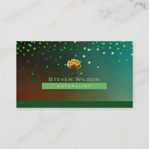 Elegant Tree Green Nature Linen Garden Landscape Business Card