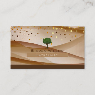 Elegant Tree Green Nature Linen Garden Landscape Business Card