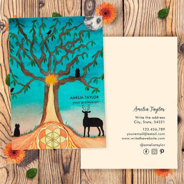 Elegant Tree Of Life Business Card (Front and Back)