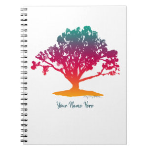 Elegant Tree Of Life Watercolor Oak Tree Monogram Notebook