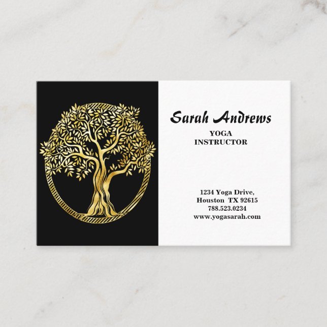 Elegant Tree Of Life Yoga Instructor  Business Card (Front)