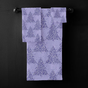Elegant Tree Pattern   Charming Lavender Christmas Bath Towel Set