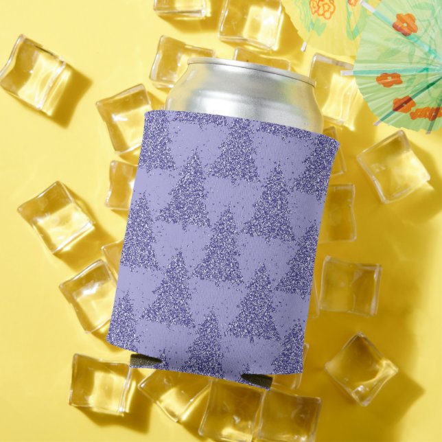 Elegant Tree Pattern | Charming Lavender Christmas Can Cooler (In Situ Summer)
