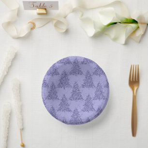 Elegant Tree Pattern   Charming Lavender Christmas Paper Plate