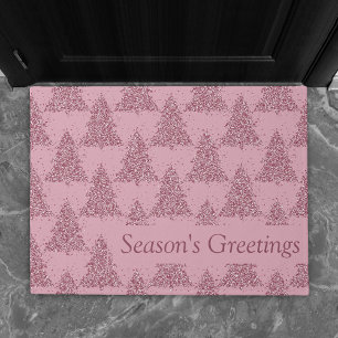 Elegant Tree Pattern   Dusty Mauve Pink Christmas Doormat