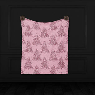 Elegant Tree Pattern Dusty Mauve Pink Christmas Fleece Blanket