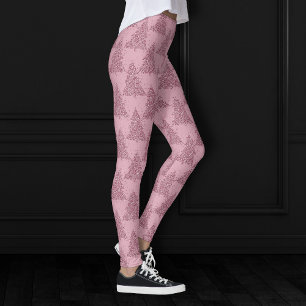 Elegant Tree Pattern   Dusty Mauve Pink Christmas Leggings