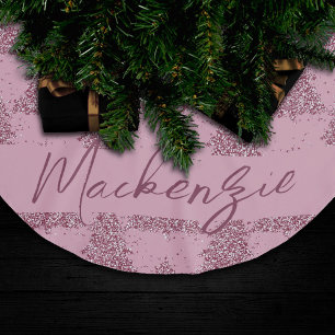 Elegant Tree Pattern   Dusty Mauve Pink Custom Brushed Polyester Tree Skirt