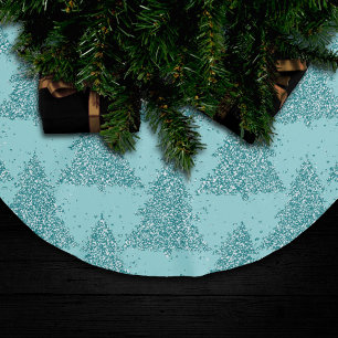 Elegant Tree Pattern Luxe Aqua Mint Christmas Brushed Polyester Tree Skirt