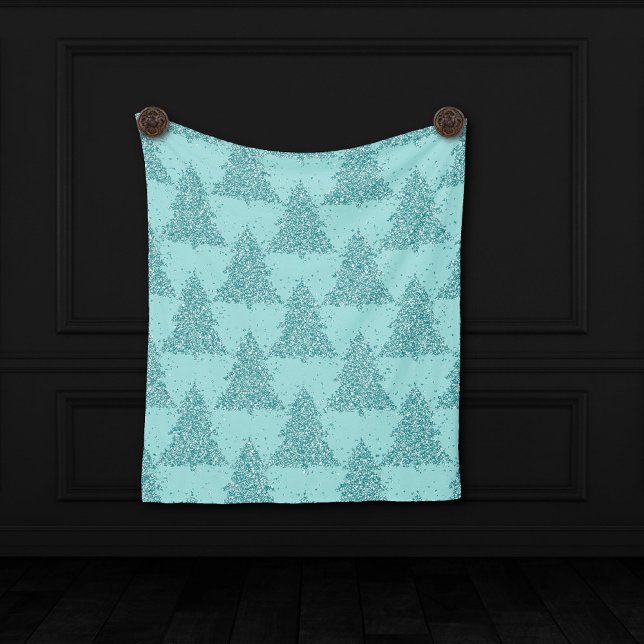 Elegant Tree Pattern | Luxe Aqua Mint Christmas Fleece Blanket (Creator Uploaded)
