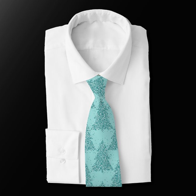 Elegant Tree Pattern | Luxe Aqua Mint Christmas Tie (Creator Uploaded)
