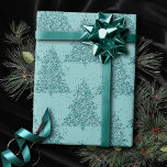 Elegant Tree Pattern | Luxe Aqua Mint Christmas Wrapping Paper<br><div class="desc">Tis the season to celebrate! Luxurious turquoise aqua blue and elegant mint green patterned palette from the holiday party, hosting, and gifting accessories collection. This fun festive design features a whimsical sparkly Christmas trees with a frisky paint splatter enhanced with faux metallic glitter along with a matching low profile solid...</div>