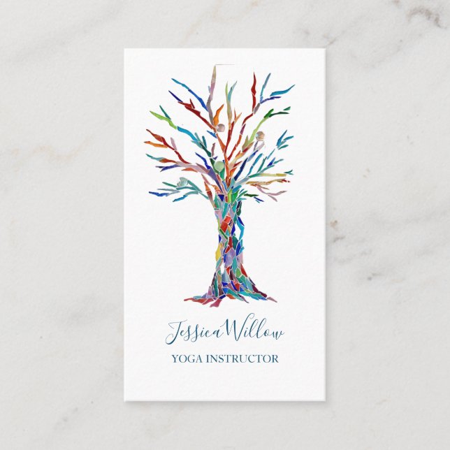Elegant Tree Yoga Instructor Business Card (Front)