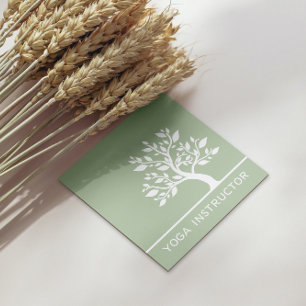 Elegant Tree Yoga Instructor Wellness Life Coach Square Business Card