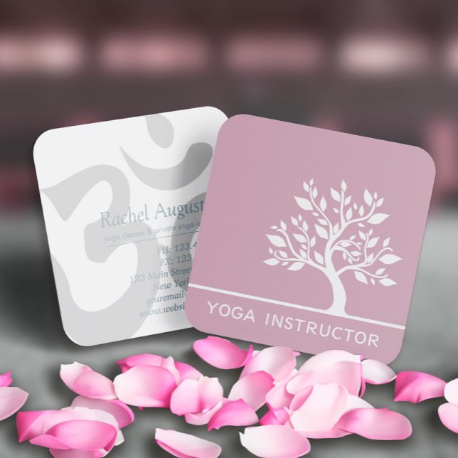 Elegant Tree Yoga Instructor Wellness Life Coach Square Business Card (Creator Uploaded)